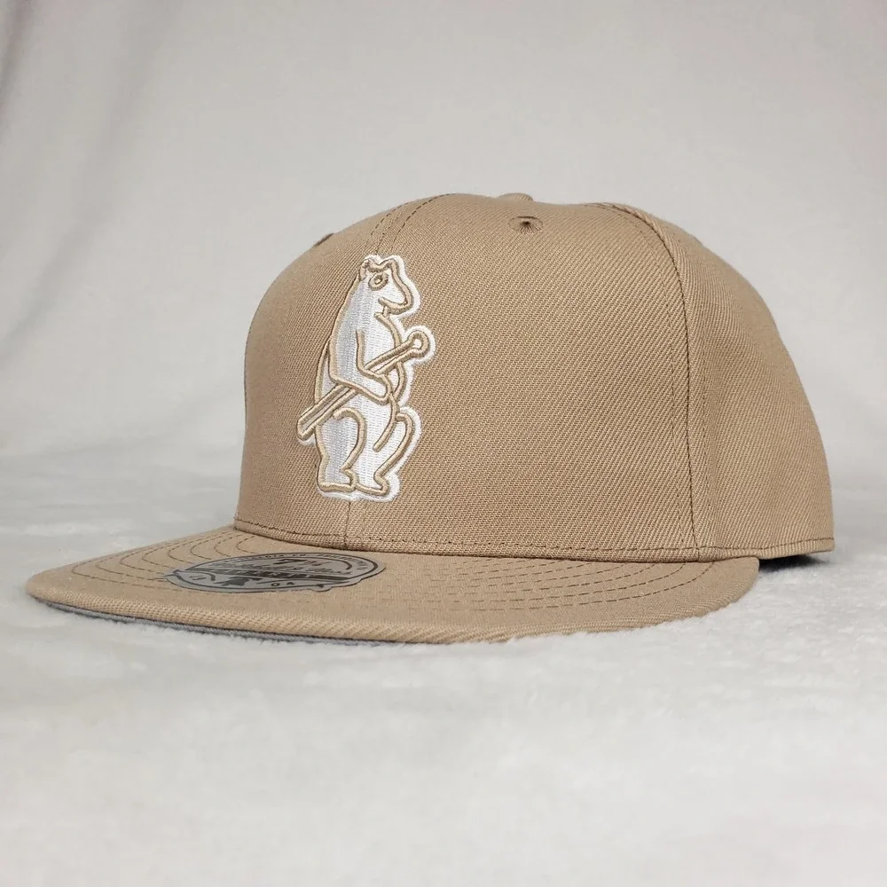 Chicago‎ Cubs Mitchell & Ness MLB Fitted 7 3/4 Flatbill Cap Hat Khaki NWT